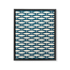 Mid Century Modern Fish Minimalist Geo Pattern Teal Orange Cream Framed Canvas Print Gallery Image 8