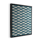 Mid Century Modern Fish Minimalist Geo Pattern Teal Orange Cream Framed Canvas Print Gallery Image 2