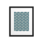 Mid Century Modern Fish Minimalist Geo Pattern Teal Orange Cream Framed Art Print Gallery Image 6