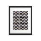 Mid Century Modern Fish Minimalist Pattern in Mid Mod Navy Blue and Beige Framed Art Print Gallery Image 6