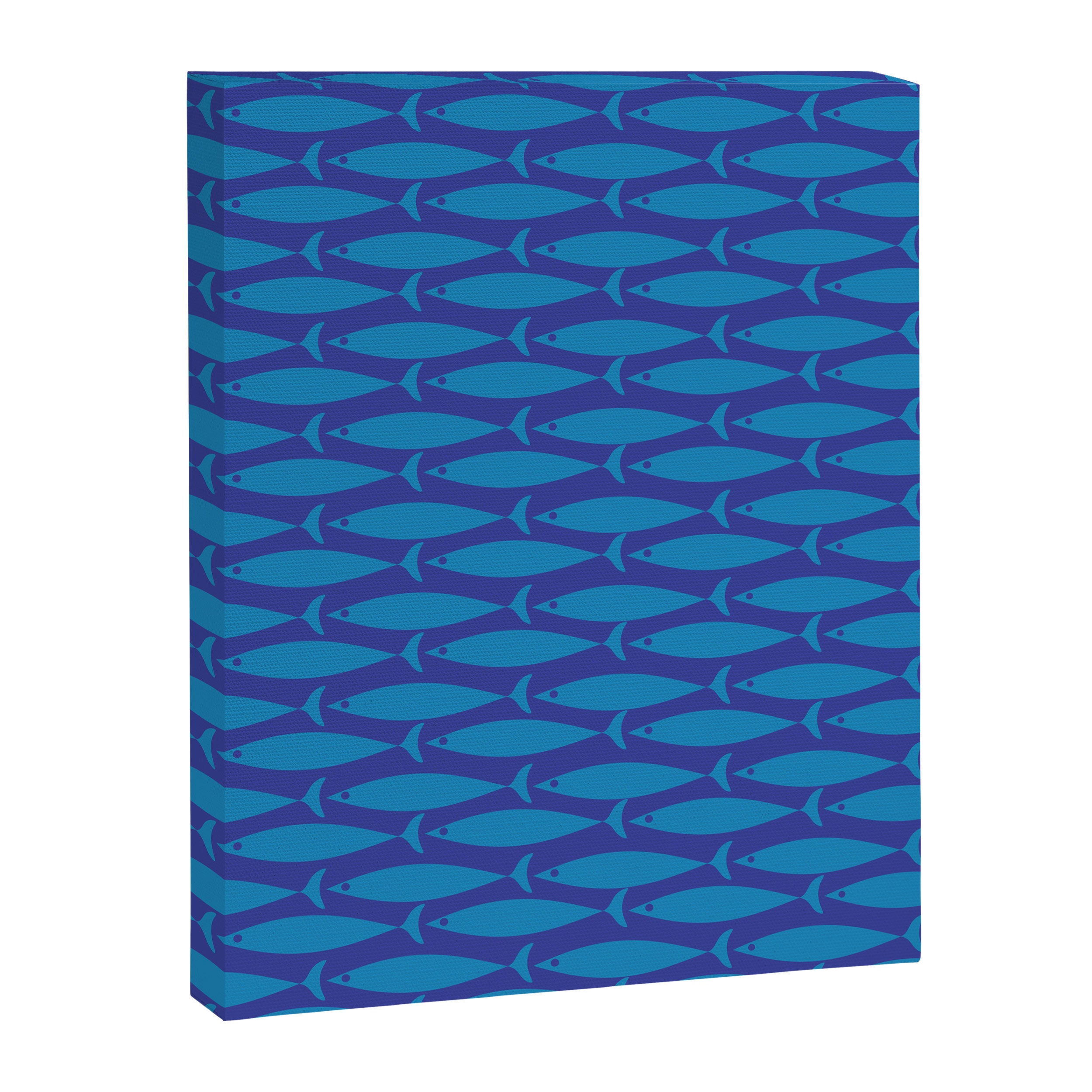 Mid Century Modern Fish Pattern in Double Blue Canvas Print Gallery Image 8