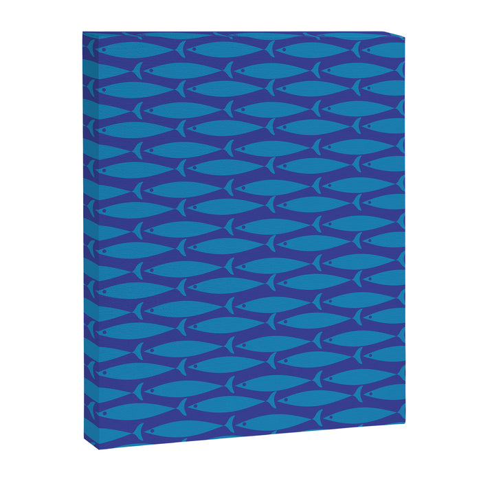 Mid Century Modern Fish Pattern in Double Blue Canvas Print Gallery Image 1