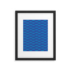 Mid Century Modern Fish Pattern in Double Blue Framed Art Print Gallery Image 6