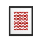 Mid Century Modern Fish Pattern in Red, White, and Nautical Navy Blue Framed Art Print Gallery Image 6