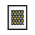 Mid Century Modern Fish Stripes Pattern in Light Mustard, Dark Mustard, Grey, and Navy Blue Framed Art Print Gallery Image 6