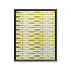 Mid Century Modern Fish Stripe Pattern in Olive Khaki Green Tones Framed Canvas Print Gallery Image 8