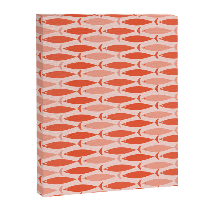 Mid Century Modern Fish Stripe Pattern Salmon Orange Canvas Print Gallery Image 1