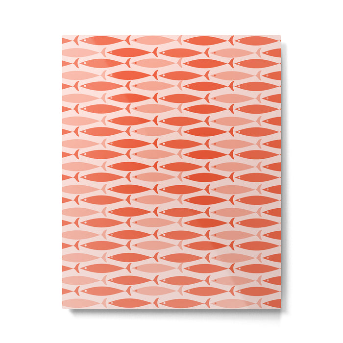 Mid Century Modern Fish Stripe Pattern Salmon Orange Metal Print Gallery Image 1