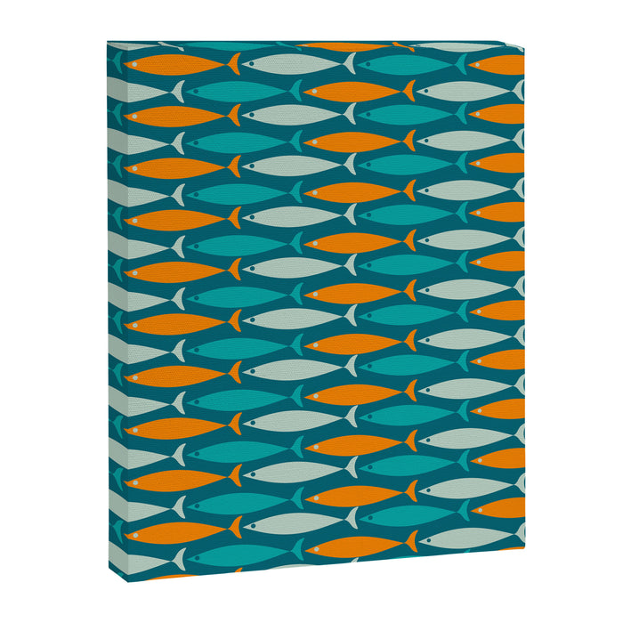 Mid Century Modern Fish Stripes Pattern Turquoise Orange Aqua Teal Canvas Print Gallery Image 1