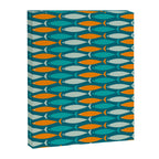 Mid Century Modern Fish Stripes Pattern Turquoise Orange Aqua Teal Canvas Print Gallery Image 8