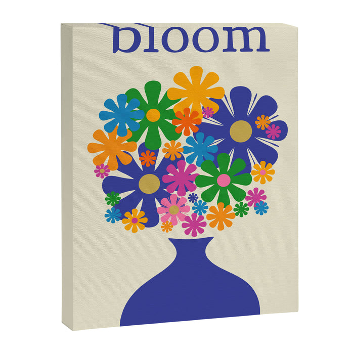 Mid Century Modern Flower Bloom Cheerful Retro Flowers in Vase Canvas Print Gallery Image 1