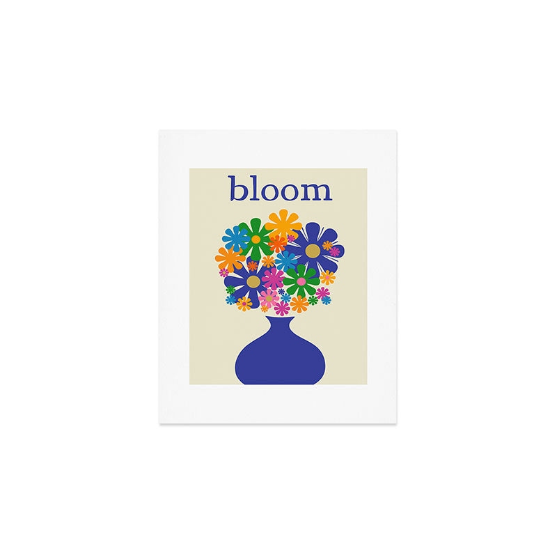 Mid Century Modern Flower Bloom Cheerful Retro Flowers in Vase Art Print Gallery Image 1