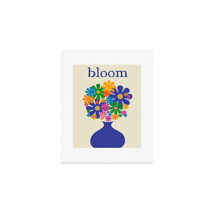 Mid Century Modern Flower Bloom Cheerful Retro Flowers in Vase Art Print Gallery Image 1