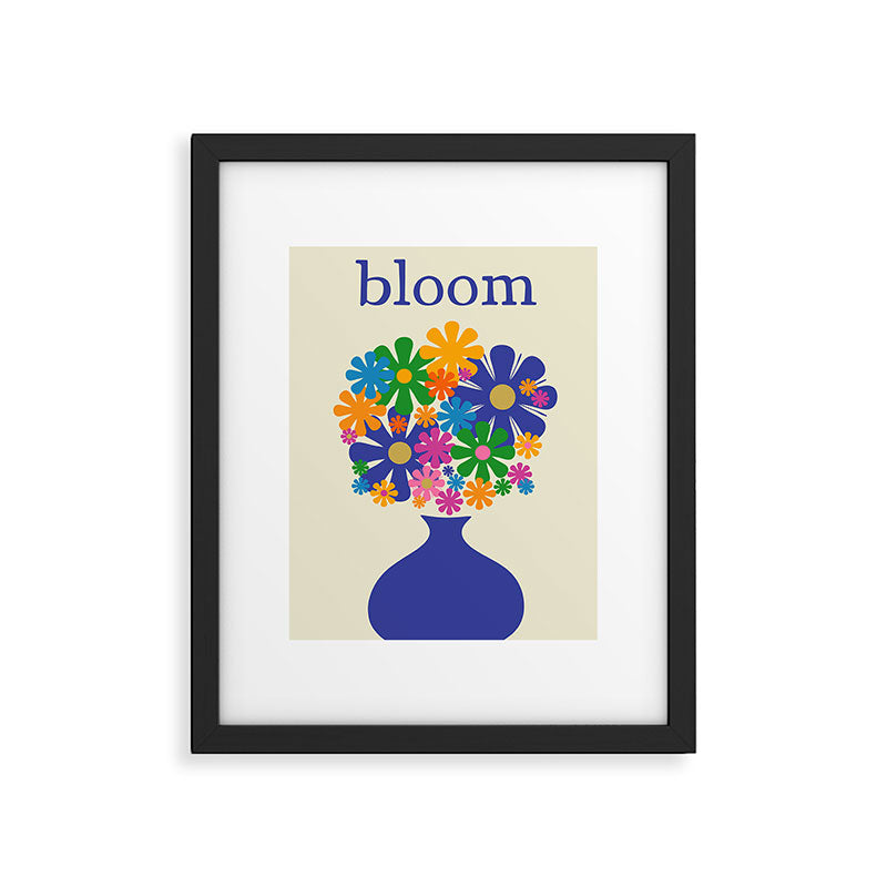 Mid Century Modern Flower Bloom Cheerful Retro Flowers in Vase Framed Art Print Gallery Image 5