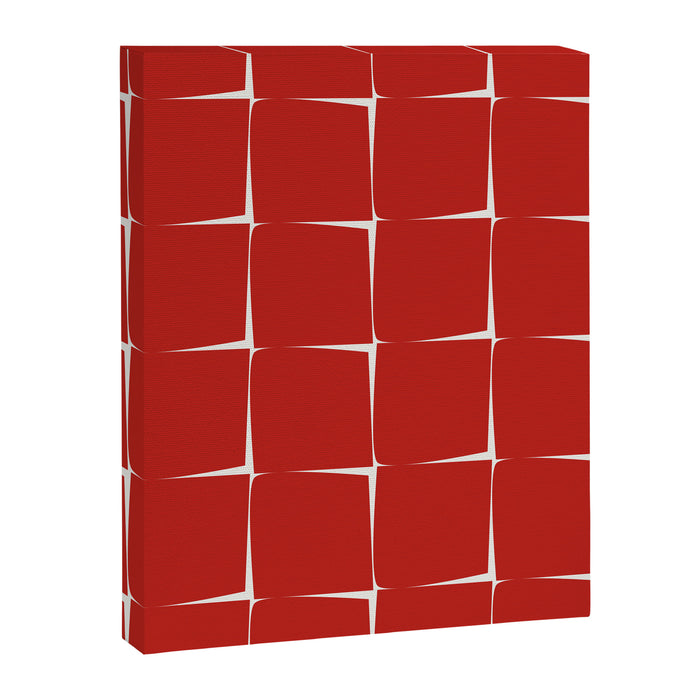 Mid Century Modern Flux Minimalist Check Grid Pattern in Red and Cream Canvas Print Gallery Image 1