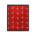 Mid Century Modern Flux Minimalist Check Grid Pattern in Red and Cream Framed Canvas Print Gallery Image 8