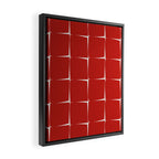 Mid Century Modern Flux Minimalist Check Grid Pattern in Red and Cream Framed Canvas Print Gallery Image 2