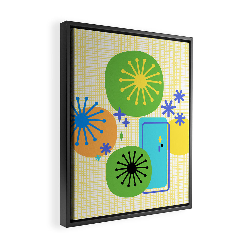 Mid Century Modern Fun Retro Atomic Framed Canvas Print Gallery Image 2