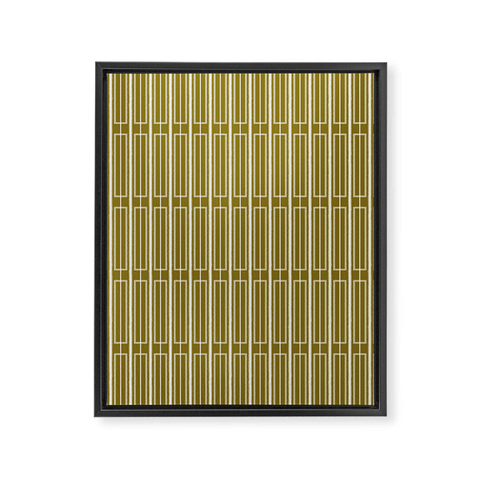 Mid Century Modern Geo Box Striped Geometric Pattern in Vintage Olive Green Framed Canvas Print Gallery Image 1