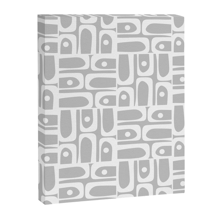 Mid Century Modern Geometric Abstract Minimalist Piquet Multi Pattern in Gray and White Canvas Print Gallery Image 1