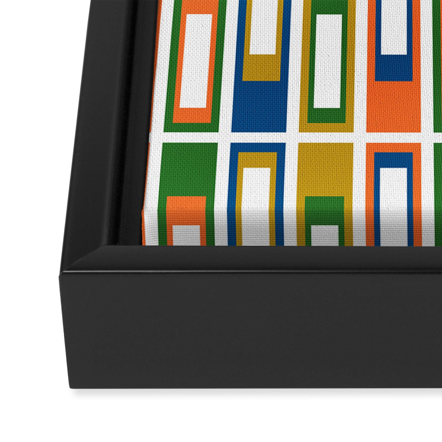 Mid Century Modern Geometric Abstract Multicolored Lexington Ave Pattern Framed Canvas Print Gallery Image 3