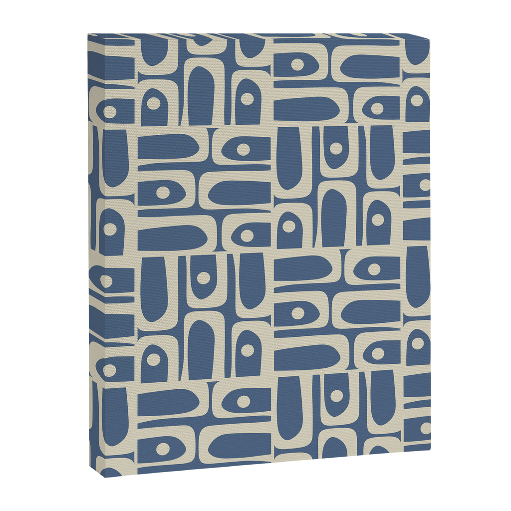 Mid Century Modern Geometric Abstract Piquet Multi Pattern in Blue Gray Beige Canvas Print Gallery Image 8