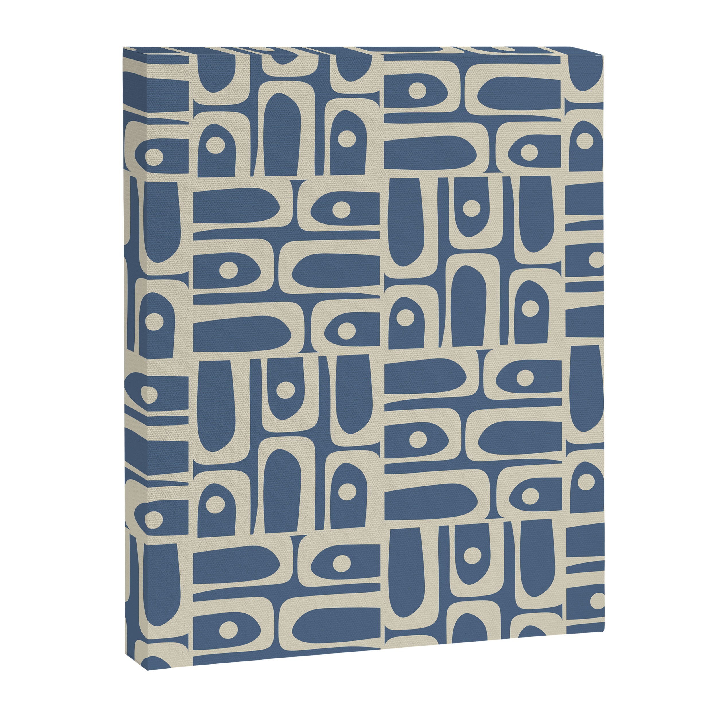 Mid Century Modern Geometric Abstract Piquet Multi Pattern in Blue Gray Beige Canvas Print Gallery Image 8