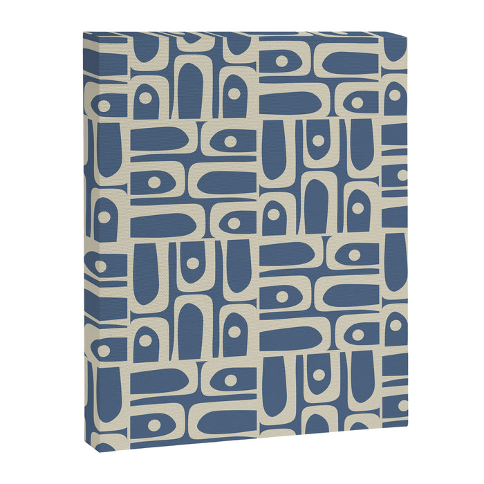 Mid Century Modern Geometric Abstract Piquet Multi Pattern in Blue Gray Beige Canvas Print Gallery Image 1