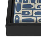 Mid Century Modern Geometric Abstract Piquet Multi Pattern in Blue Gray Beige Framed Canvas Print Gallery Image 3