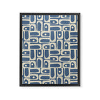 Mid Century Modern Geometric Abstract Piquet Multi Pattern in Blue Gray Beige Framed Canvas Print Gallery Image 8
