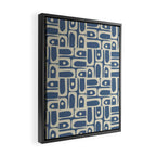 Mid Century Modern Geometric Abstract Piquet Multi Pattern in Blue Gray Beige Framed Canvas Print Gallery Image 2