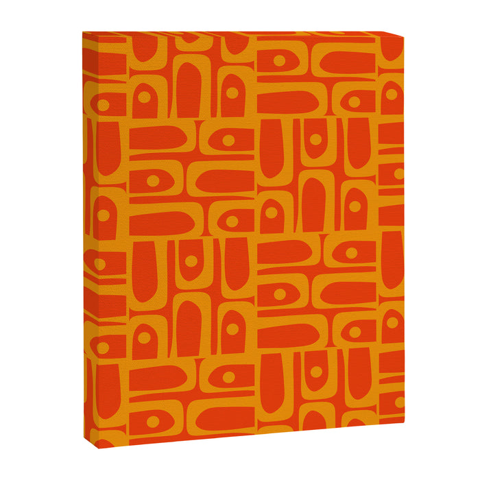Mid Century Modern Geometric Abstract Piquet Pattern in Orange Yellow Canvas Print Gallery Image 1