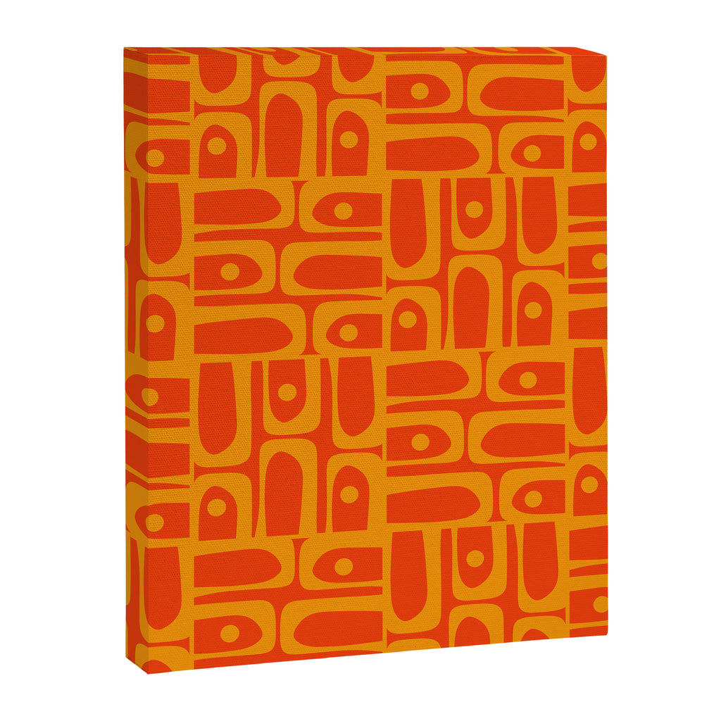 Mid Century Modern Geometric Abstract Piquet Pattern in Orange Yellow Canvas Print Gallery Image 8