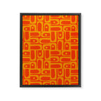 Mid Century Modern Geometric Abstract Piquet Pattern in Orange Yellow Framed Canvas Print Gallery Image 8