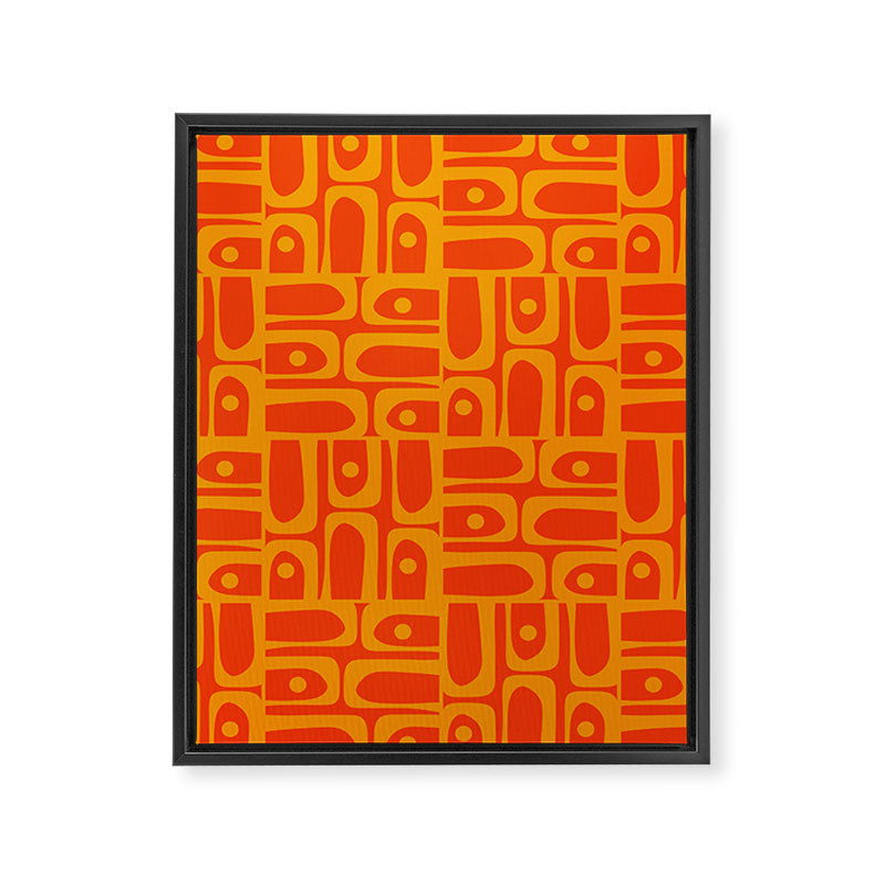 Mid Century Modern Geometric Abstract Piquet Pattern in Orange Yellow Framed Canvas Print Gallery Image 8