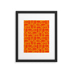 Mid Century Modern Geometric Abstract Piquet Pattern in Orange Yellow Framed Art Print Gallery Image 6