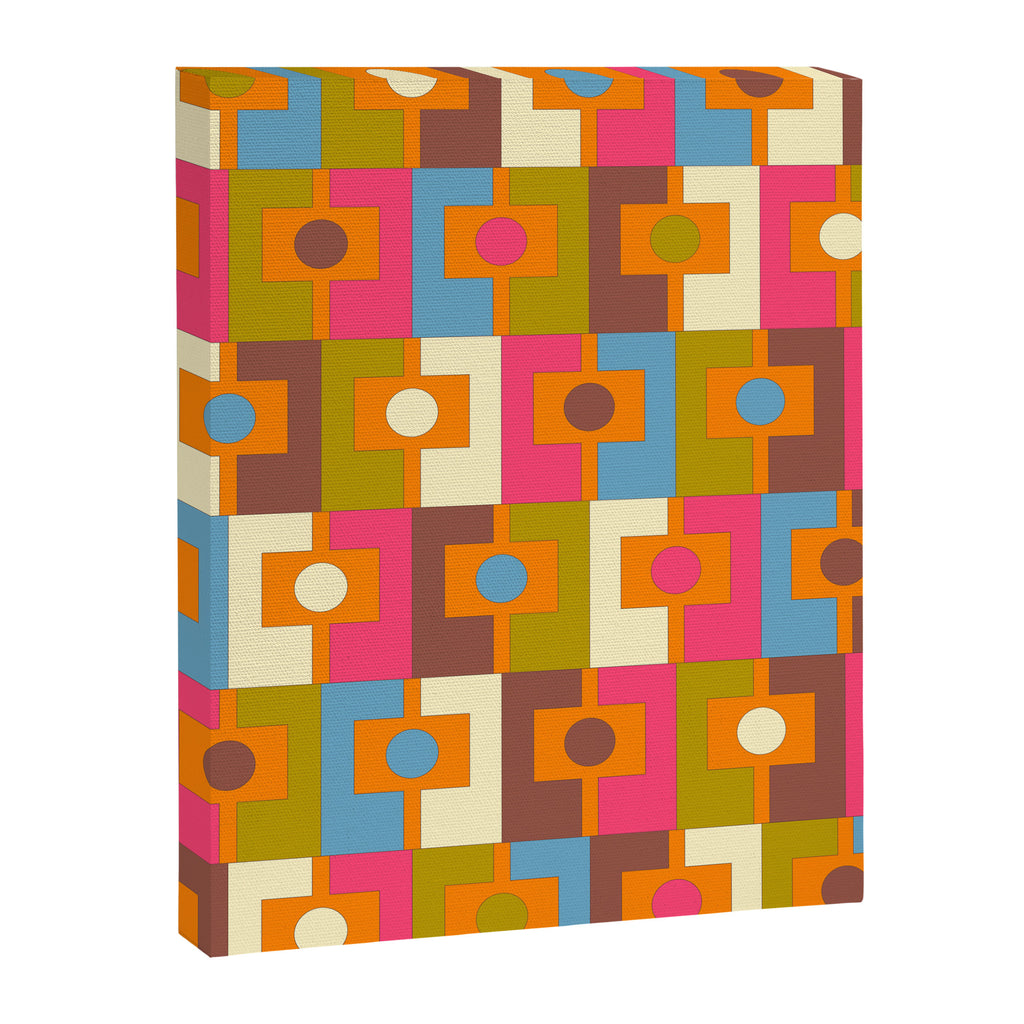 Mid Century Modern Geometric Colorful Eclectic Rektangel Pattern Canvas Print Gallery Image 8
