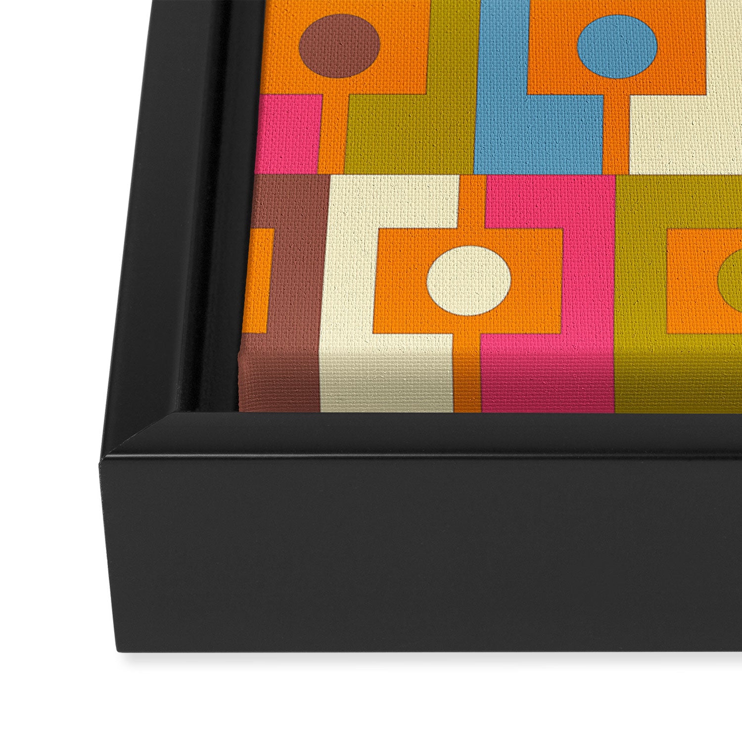 Mid Century Modern Geometric Colorful Eclectic Rektangel Pattern Framed Canvas Print Gallery Image 3