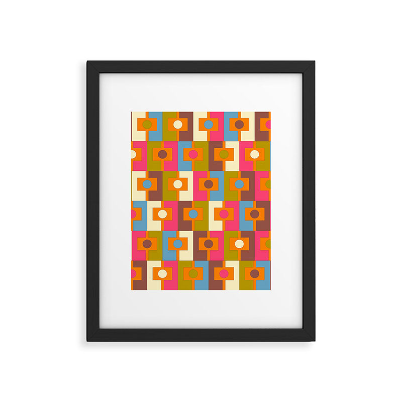 Mid Century Modern Geometric Colorful Eclectic Rektangel Pattern Framed Art Print Gallery Image 6