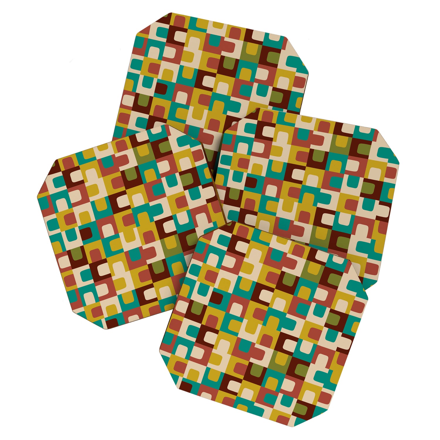 Mid Century Modern Geometric Concordance Abstract Mid Mod Multicolor Pattern Coaster Gallery Image 1