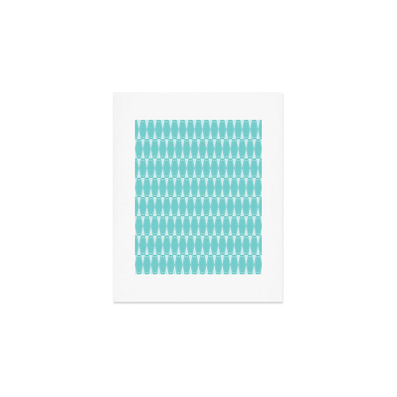 Mid Century Modern Geometric Hexad Pattern Light Aqua Art Print Gallery Image 1