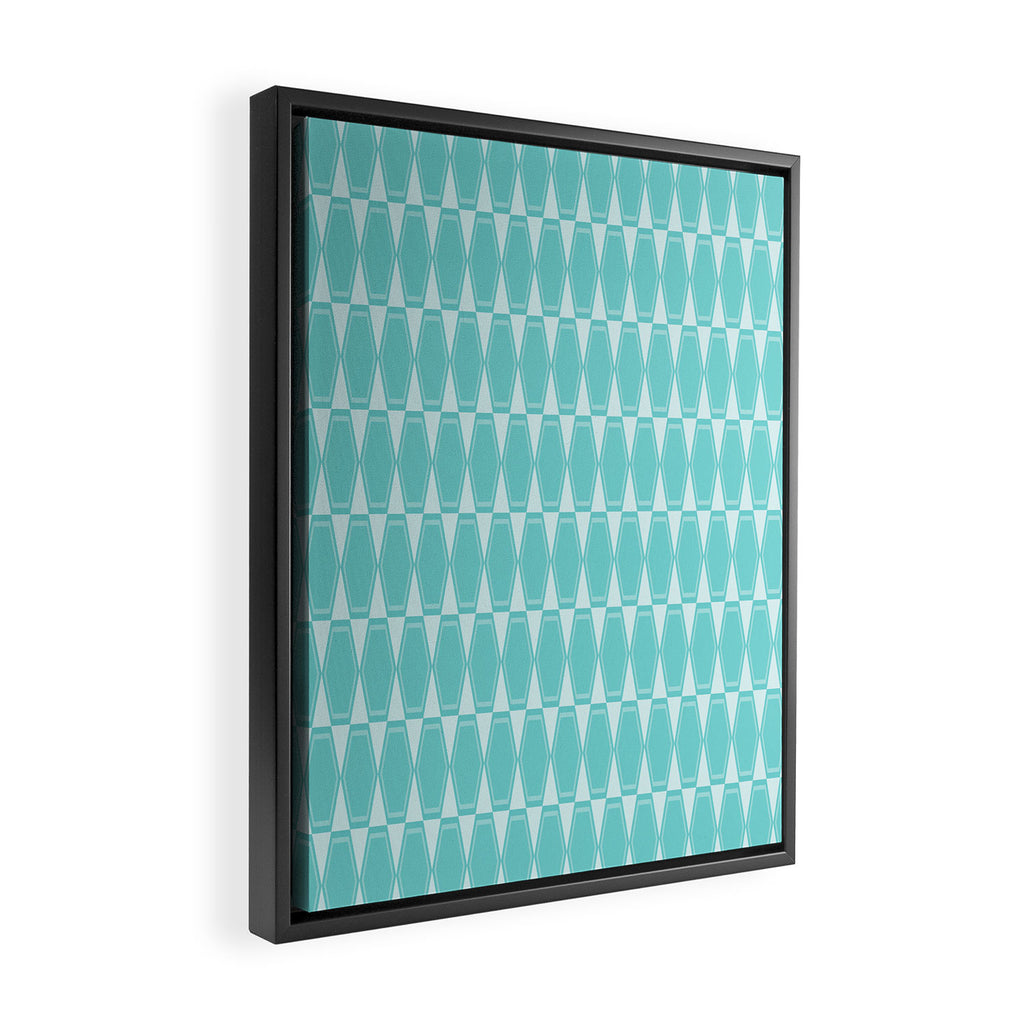 Mid Century Modern Geometric Hexad Pattern Light Aqua Framed Canvas Print Gallery Image 2