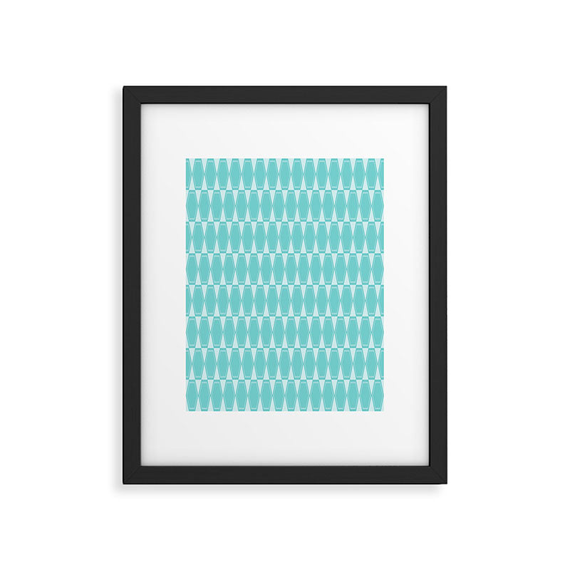 Mid Century Modern Geometric Hexad Pattern Light Aqua Framed Art Print Gallery Image 5