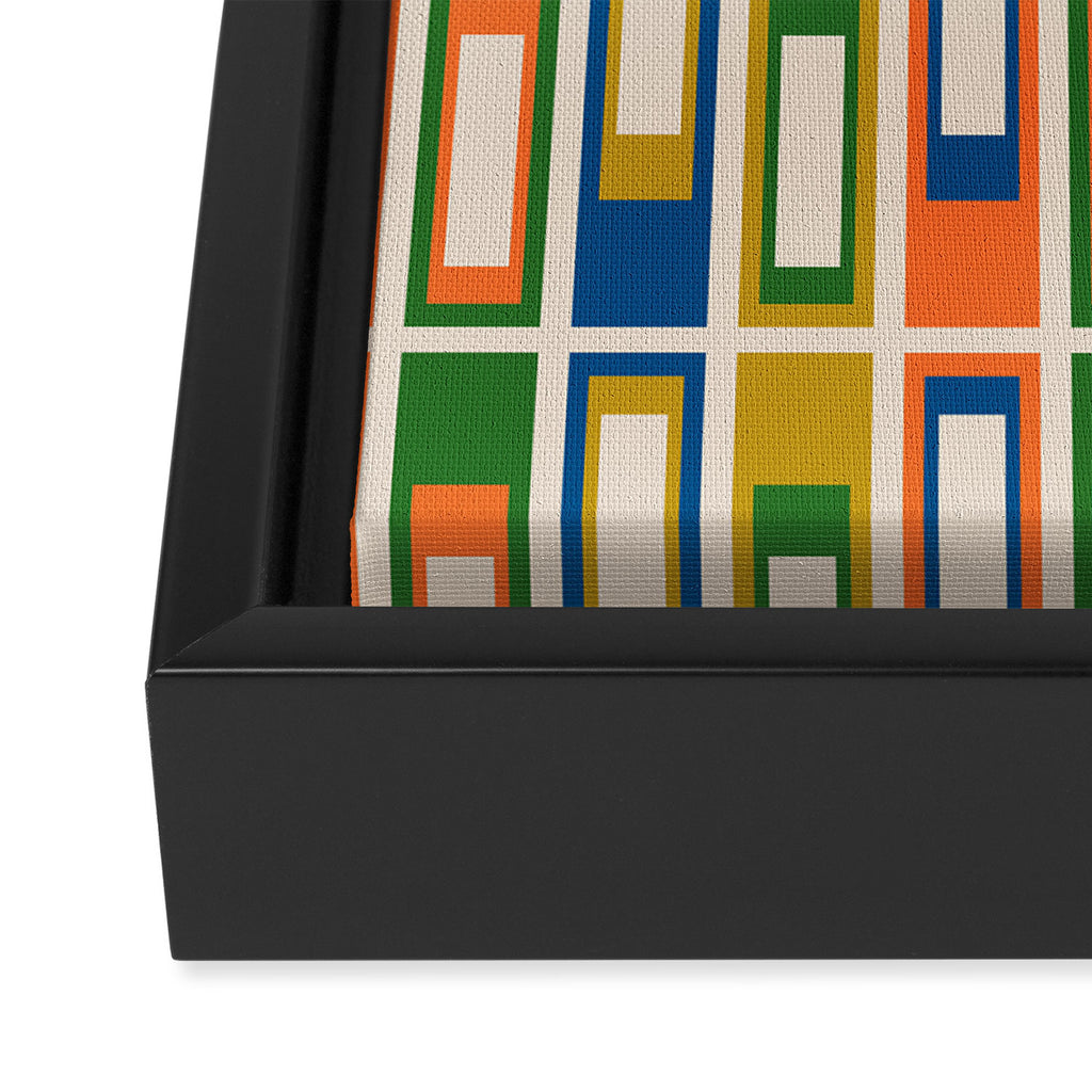Mid Century Modern Geometric Lexington Ave Multicolored Retro Pattern Framed Canvas Print Gallery Image 3
