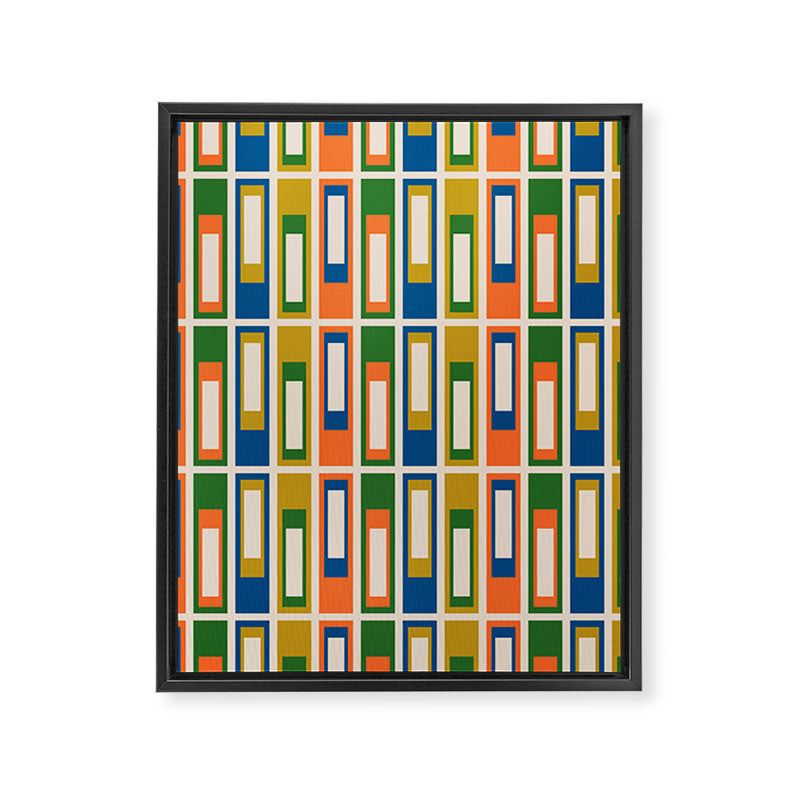 Mid Century Modern Geometric Lexington Ave Multicolored Retro Pattern Framed Canvas Print Gallery Image 8