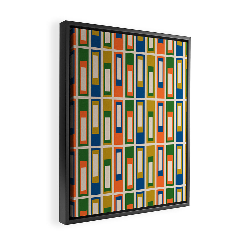 Mid Century Modern Geometric Lexington Ave Multicolored Retro Pattern Framed Canvas Print Gallery Image 2