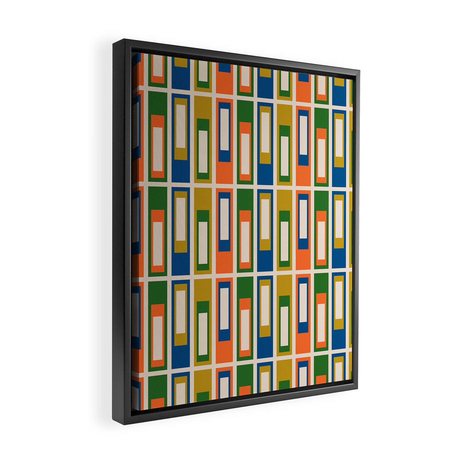 Mid Century Modern Geometric Lexington Ave Multicolored Retro Pattern Framed Canvas Print Gallery Image 2