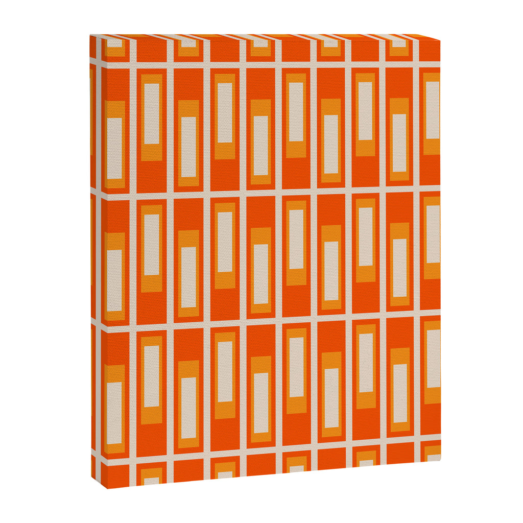 Mid Century Modern Geometric Lexington Ave Pattern in 70s Orange and Cream Beige Canvas Print Gallery Image 8