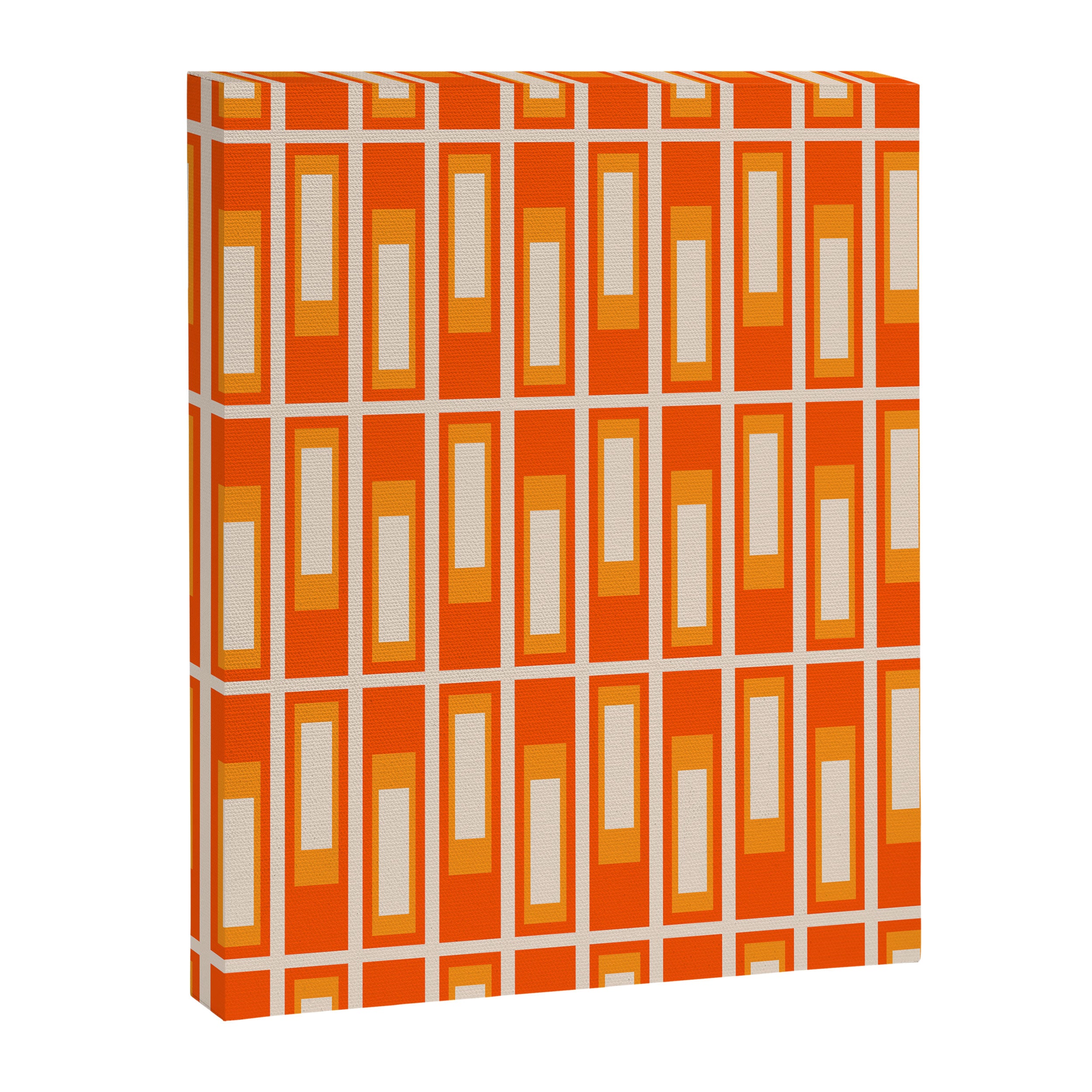 Mid Century Modern Geometric Lexington Ave Pattern in 70s Orange and Cream Beige Canvas Print Gallery Image 8