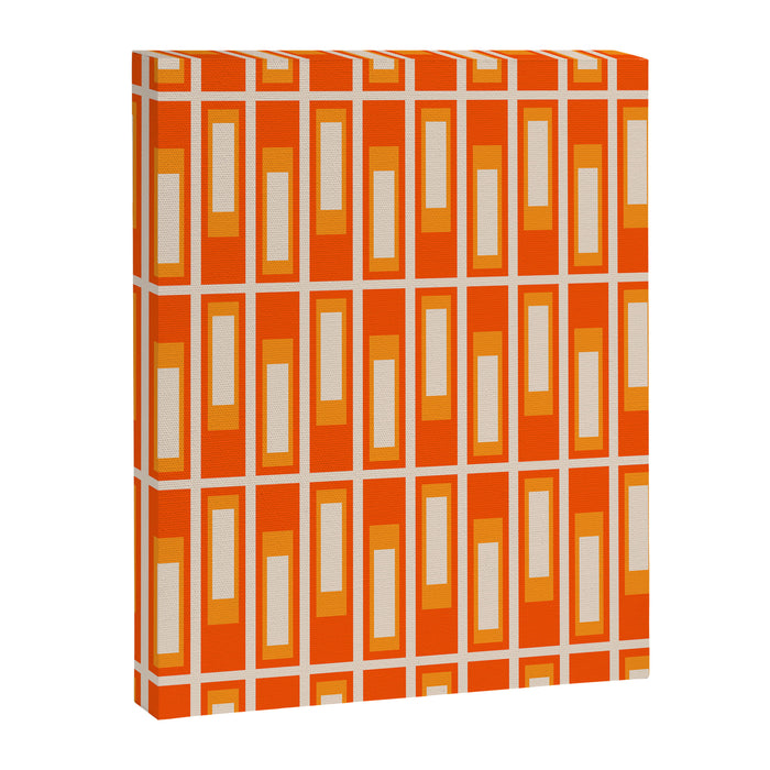 Mid Century Modern Geometric Lexington Ave Pattern in 70s Orange and Cream Beige Canvas Print Gallery Image 1